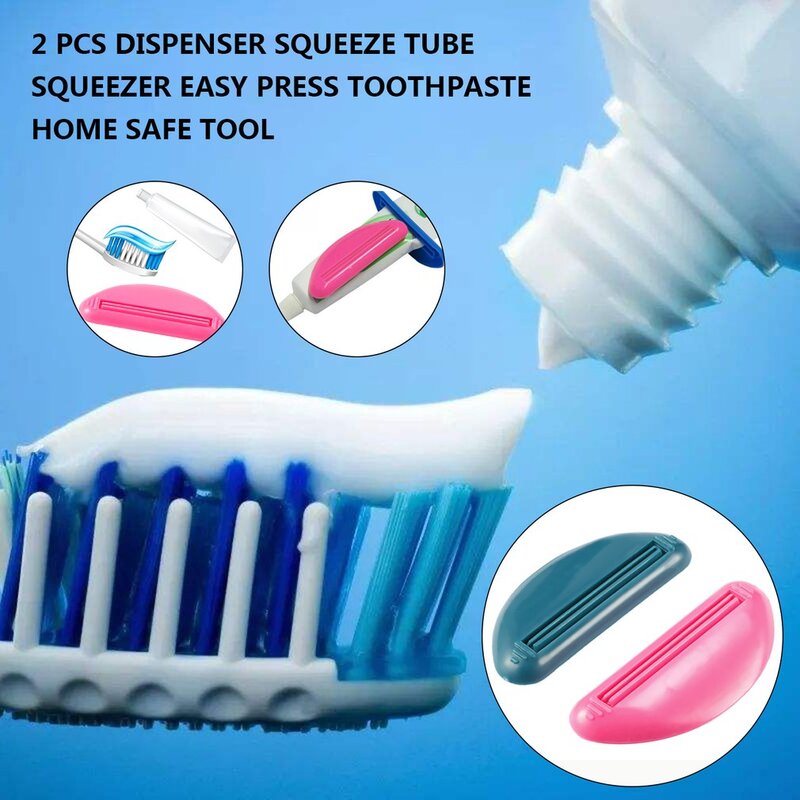 2PCS ง่ายยาสีฟัน Dispenser พลาสติกฟัน Tube Squeezer ที่มีประโยชน์ยาสีฟัน Rolling ผู้ถือห้องน้ำแว่นตาแฟชั่น