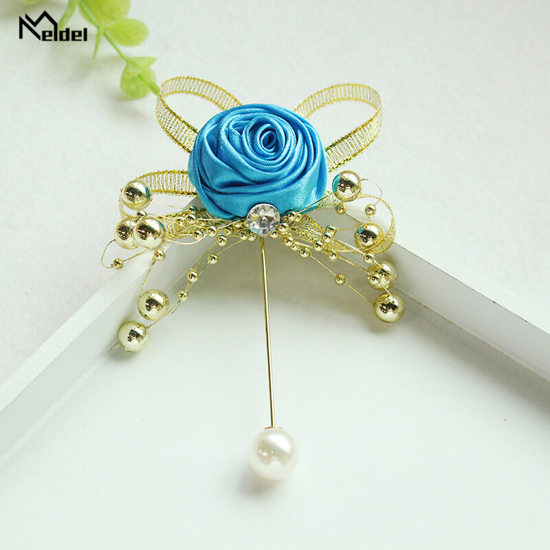Meldel Corsage Groom Boutonniere Flower Men Brooch Girl Pearl Corsage Wedding Planner Supplies Prom Party Meeting Fashion Decor