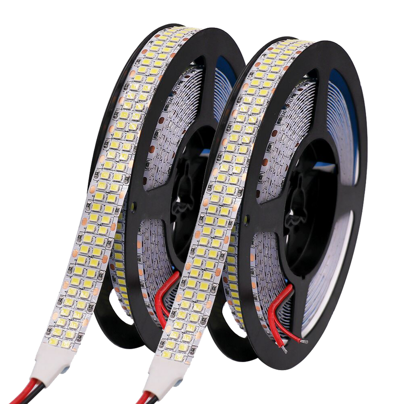 Bande lumineuse flexible à LED SMD 2835, 12V, 24V, 5m, 120, 240, 480 diodes/m, ruban étanche, diode, décor de pièce, chaud, naturel, blanc froid