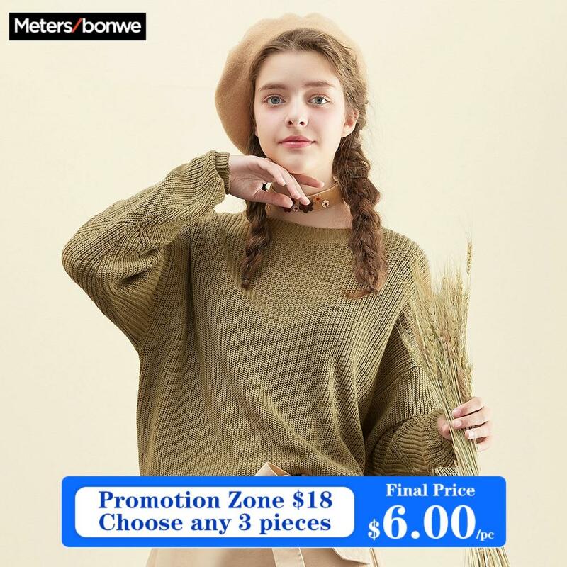 Metersbonwe 2019 algodón suéter de punto de mujer jerseys de cuello Otoño Invierno básica suéters de estilo coreano Slim Fit 716959