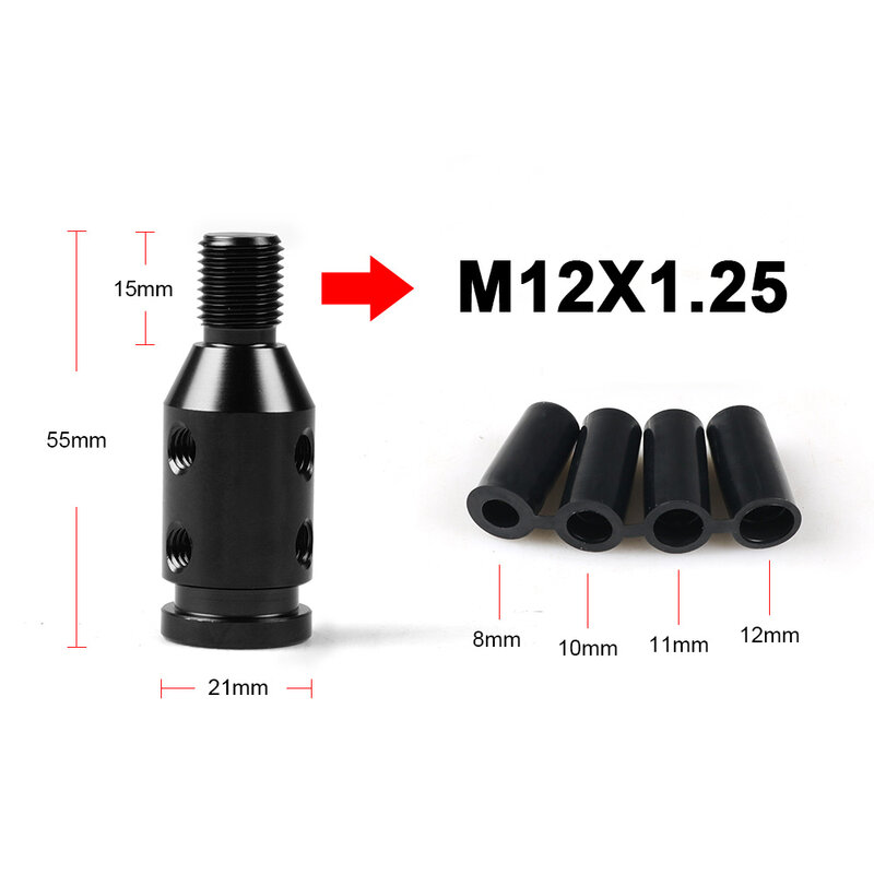 Universal Car Manual Gear Shift Knob Adapter For M10x1.5/M12x1.25 Thread Aluminum Alloy