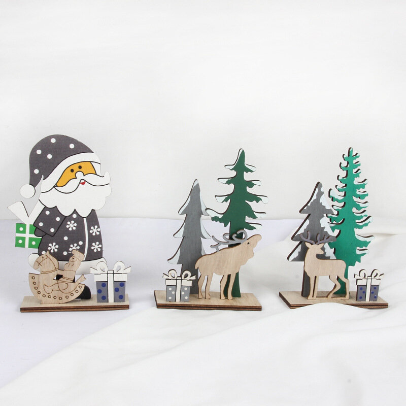 Natal elk artesanato de madeira natal árvore ornamento ano novo decoração de natal para casa pingente de madeira navidad 2022 presente