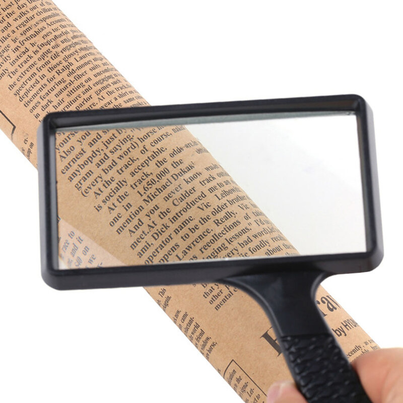 Lupa rectangular de mano, lente óptica de vidrio grueso, lupa de lectura