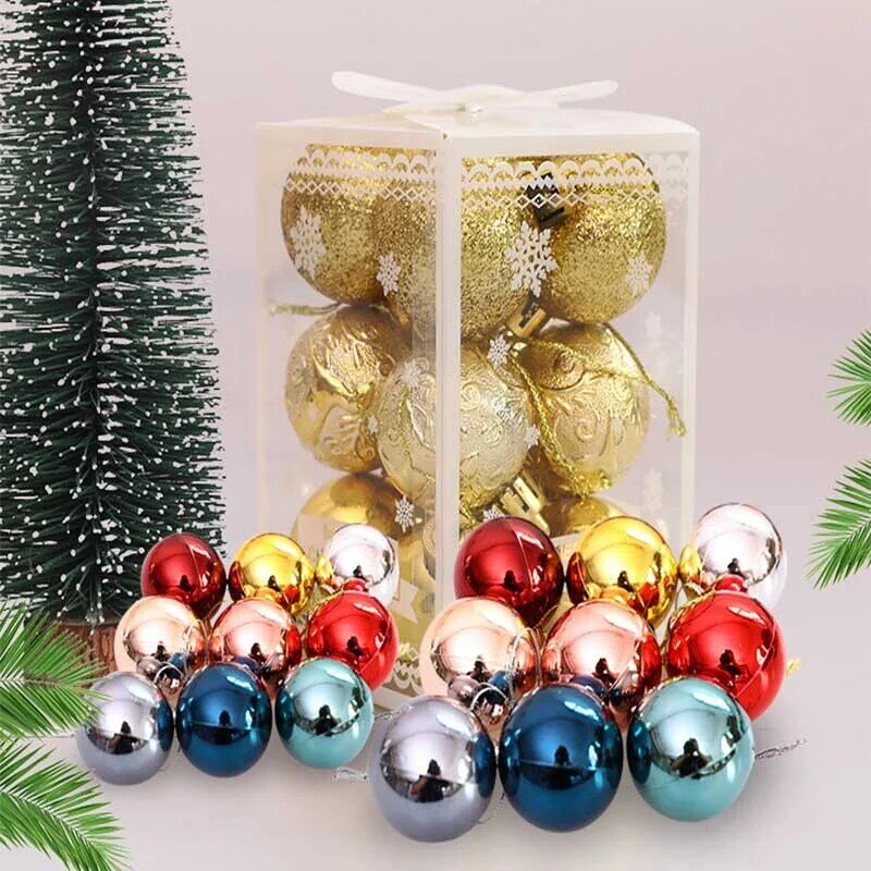 Bolas de Navidad para decoración de árbol, colgante para árbol de Navidad, fiesta de Navidad, Feliz Año Nuevo, decoración del hogar, 12 Uds.