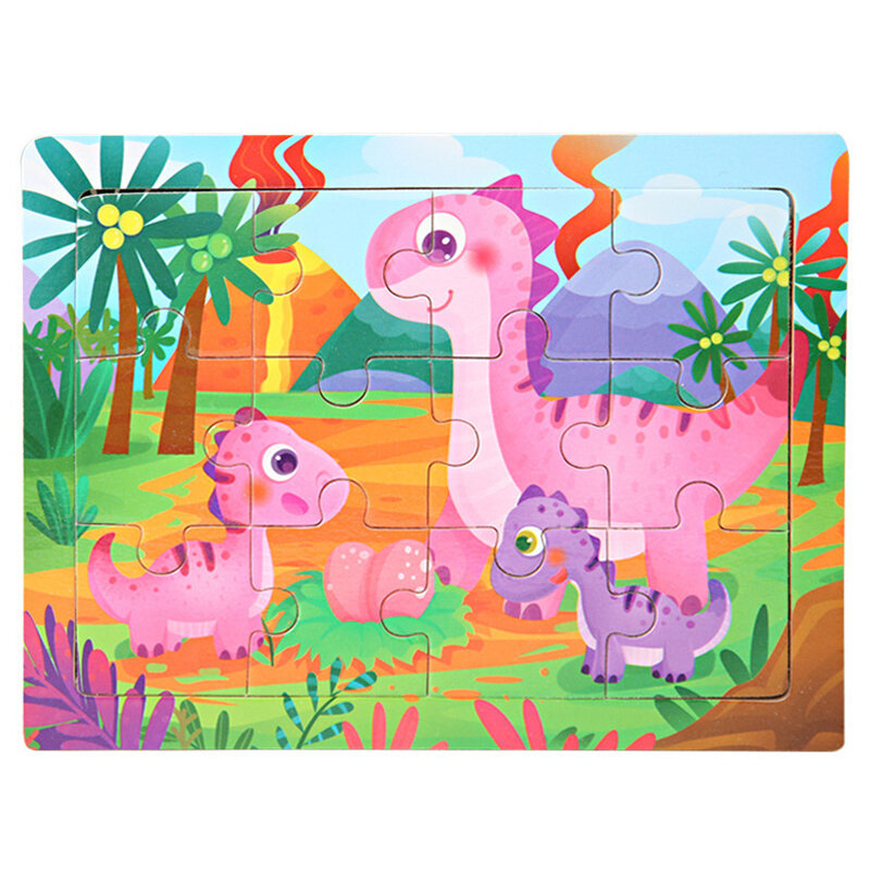 Puzzle 3D en bois motif animaux de dessin animé pour enfant, jouet pour bébé, leone nitive, 15x11cm