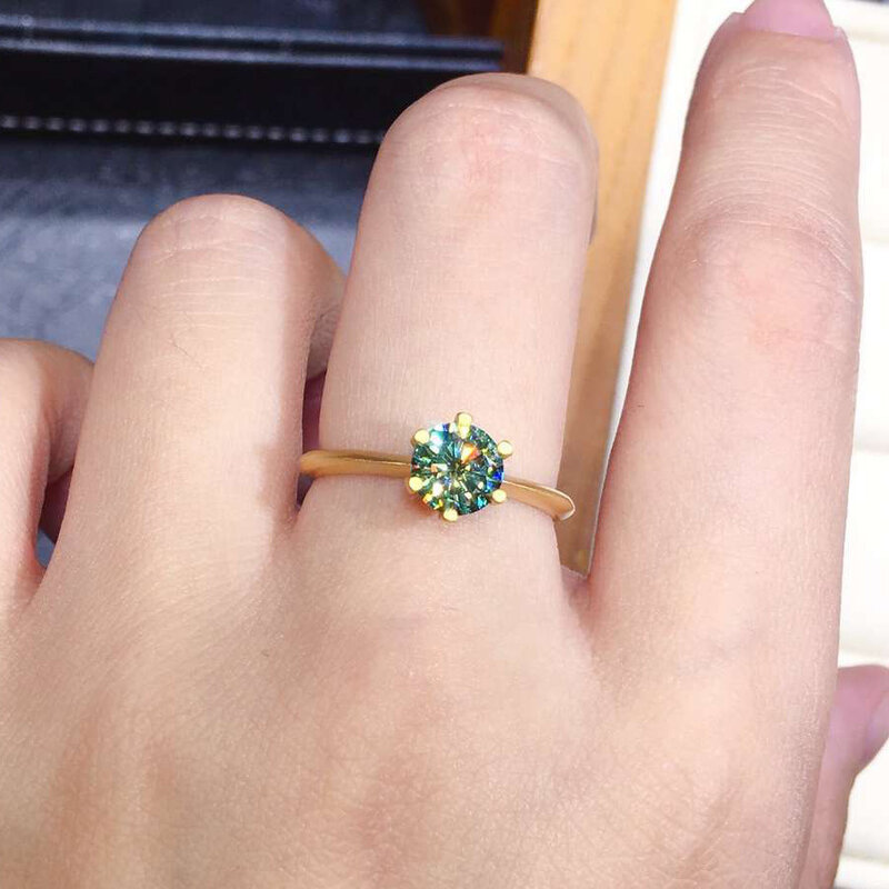 Klasyczny okrągły niebieski zielony CZ cyrkonią pierścionki dla damski pierścionek zaręczynowy obrączka biżuteria dla nowożeńców akcesoria mody pierścionek kochanka