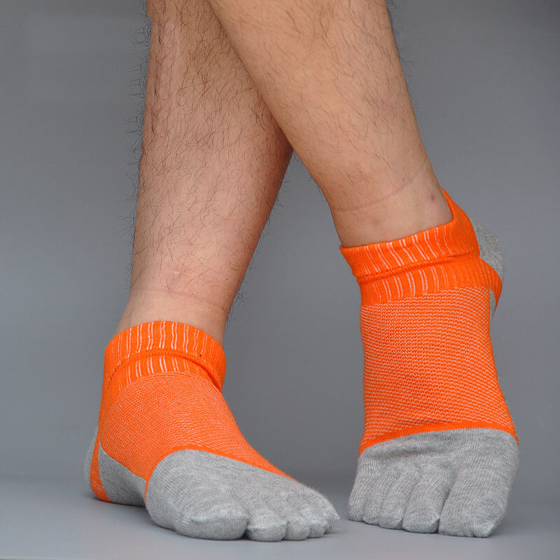 Mode Katoen Vijf Vingers Sokken Heren Sport Ademend Mesh Comfortabele Vormgeving Anti Wrijving Heldere Kleur Sokken Met Tenen