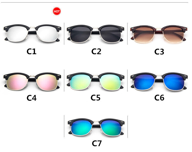 แฟชั่นแบรนด์หรูออกแบบแว่นตากันแดด Semi Rimless ผู้ชายผู้หญิง VINTAGE คลาสสิกครึ่งกรอบแว่นตา Sun Oculos De SOL UV400