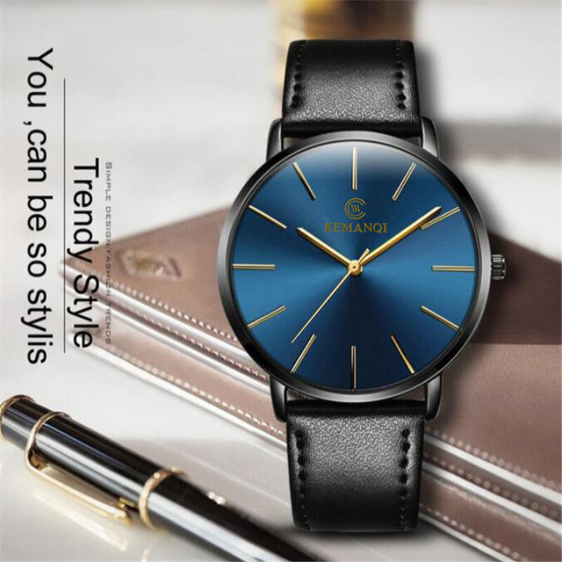 2020 Mannen Mode Eenvoudige Horloges Ultra Dunne Heren Horloges Lederen Band Quartz Polshorloges Mannen Geschenken Erkek Kol Saati Reloj Hombre