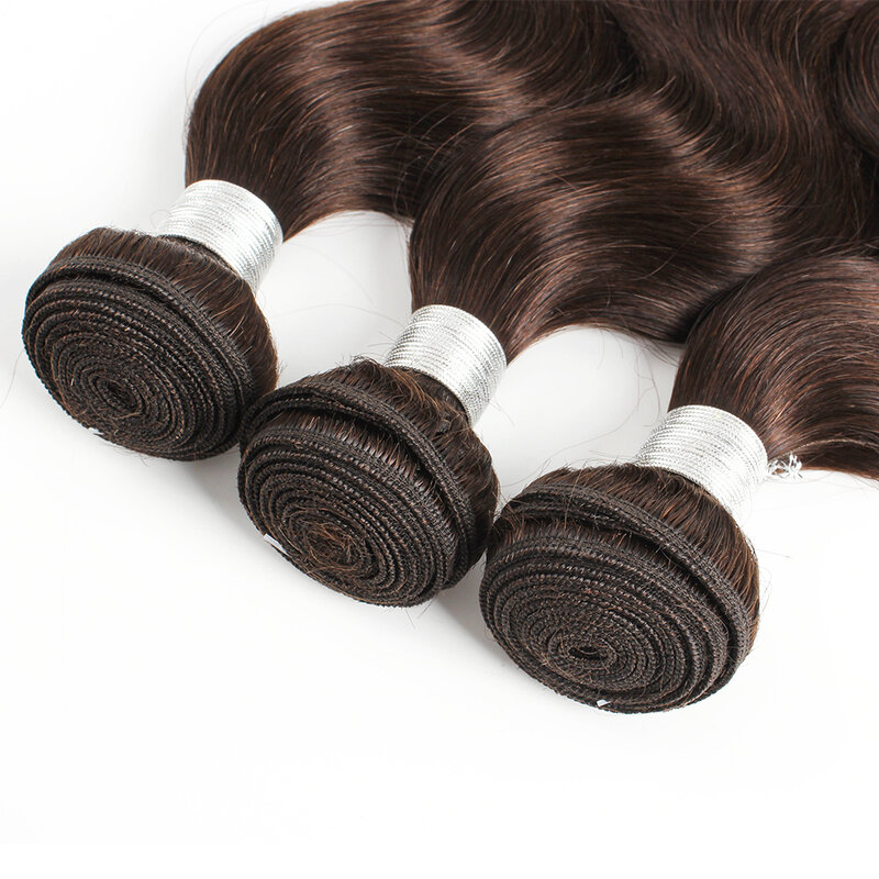 Kisshair warna #2 bundel rambut ombak Tubuh 1/3/4 buah rambut manusia Peru coklat paling gelap bebas kusut 10 sampai 24 inci rambut pakan remy