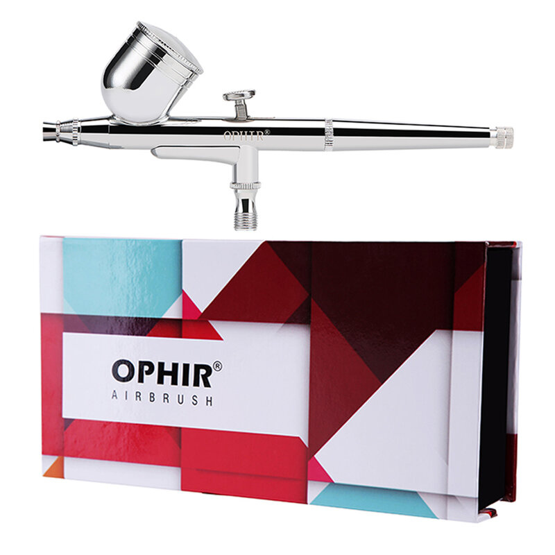 OPHIR-Kit de 2 aerógrafo con tanque de aire, 0,3mm, 0,8mm, 110V,220V, compresor de pintura para decoración de tartas _ AC090 + 004A + 071