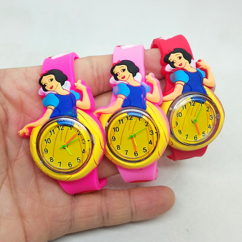 Pulseira de silicone macio dos desenhos animados princesa criança relógio de quartzo para girlschildren presente de aniversário relógio montre enfant relogio infantil