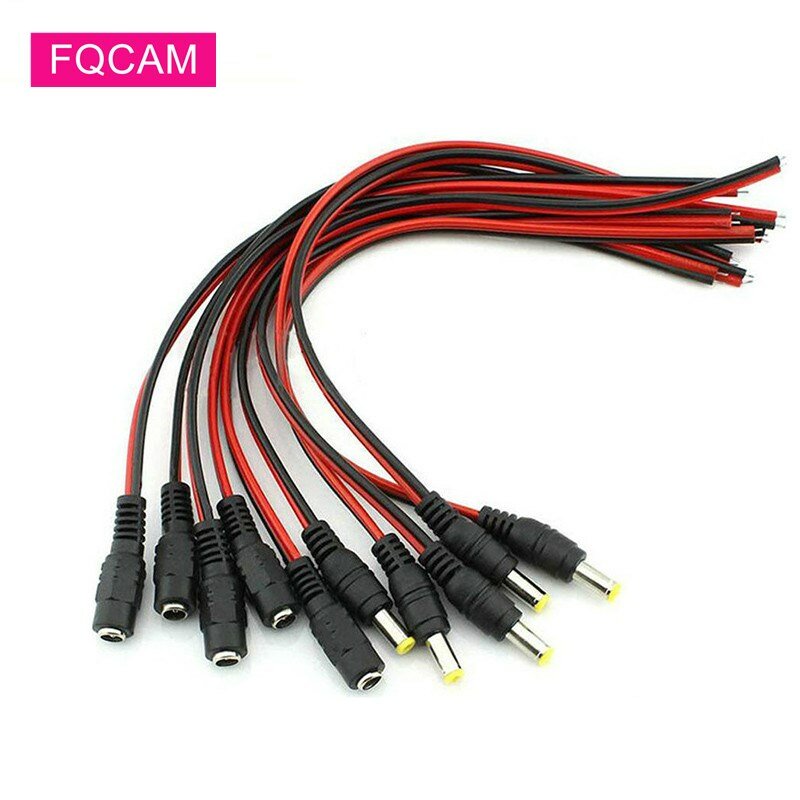 Enchufe de alimentación de CC macho y hembra, Cable de Cable para CCTC, accesorios LED de cámara, 5 pares, 5,5x2,1mm