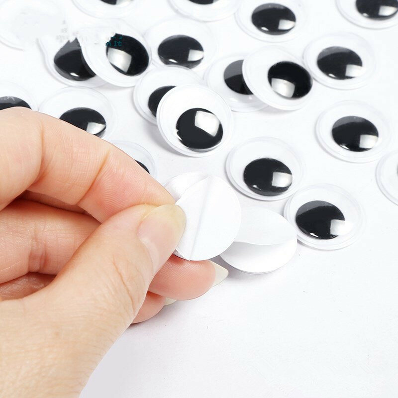 200Pcs Self Adhesive Mixed Googly Wiggly Eyes 6/8/10/12/15mm for Eggs Toys Dolls DIY Accessory for Scrapbook Kids Gift Sticker