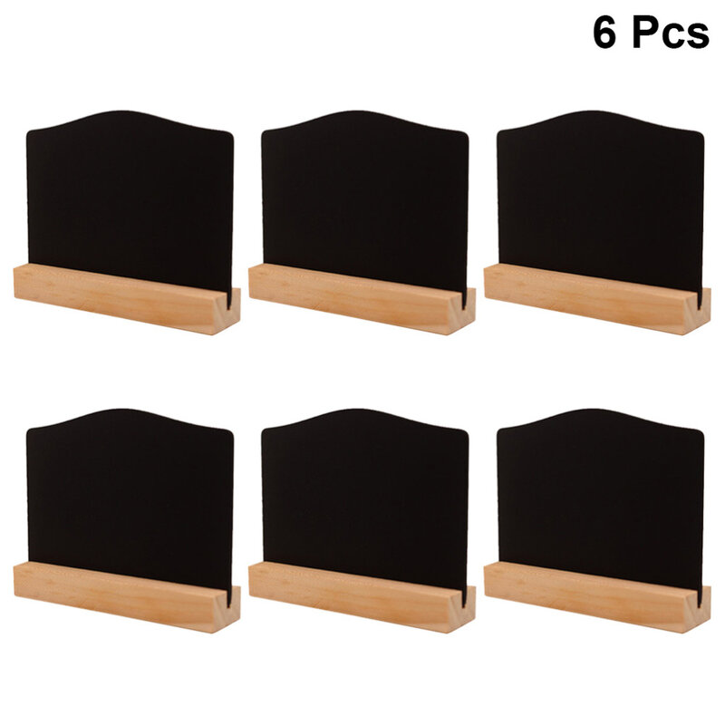 6個両面ミニ黒板木製メッセージボード装飾黒板ショップバーコーヒーハウス用 (バ付き小型ボード