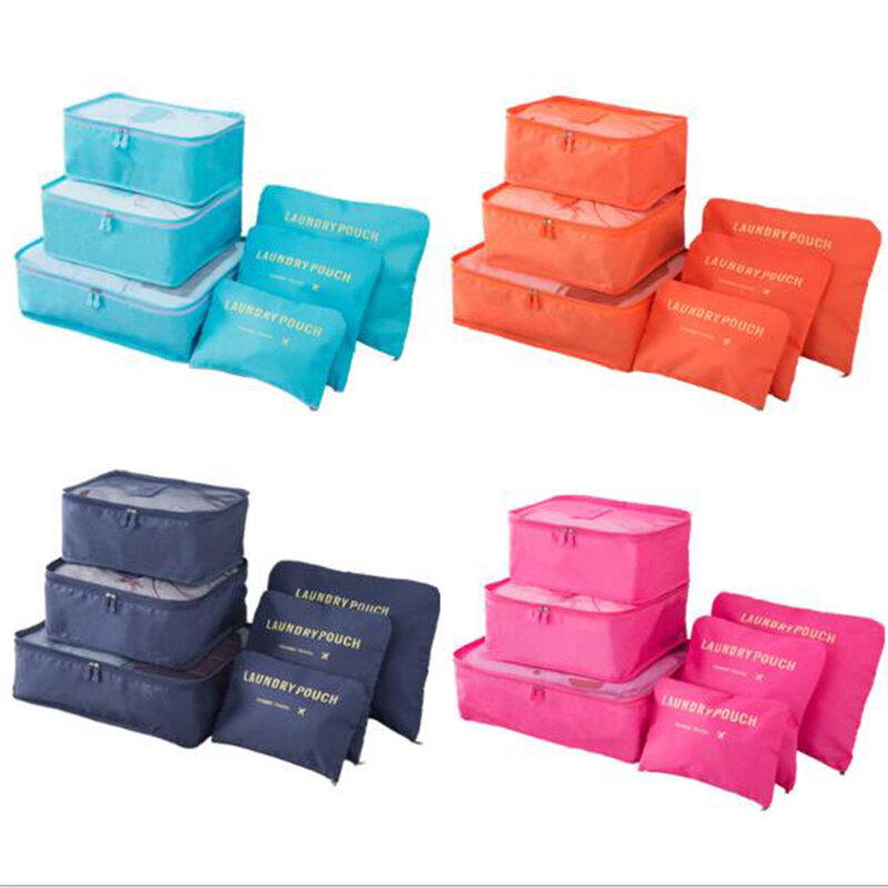Livraison directe Muchacha 6 pièces sac de rangement ensemble étanche vêtements sous-vêtements organisateur pochette valise portable diviseur sac de rangement