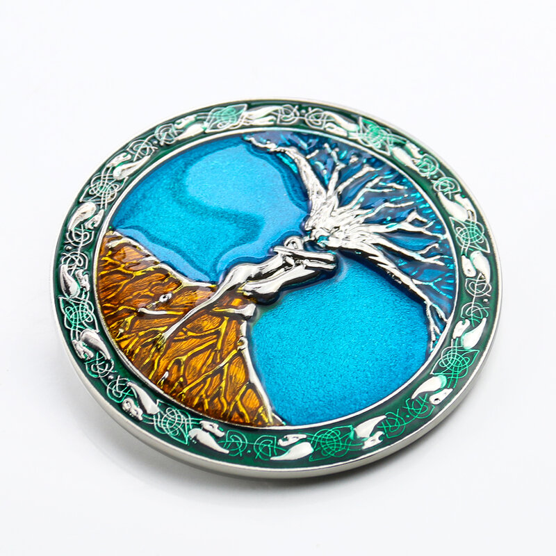 Винтажная пряжка для ремня с изображением дерева жизни в западном стиле синяя эмаль для мужчин и женщин Любовь скандинавский стиль мифология ковбойский самодельный цвет