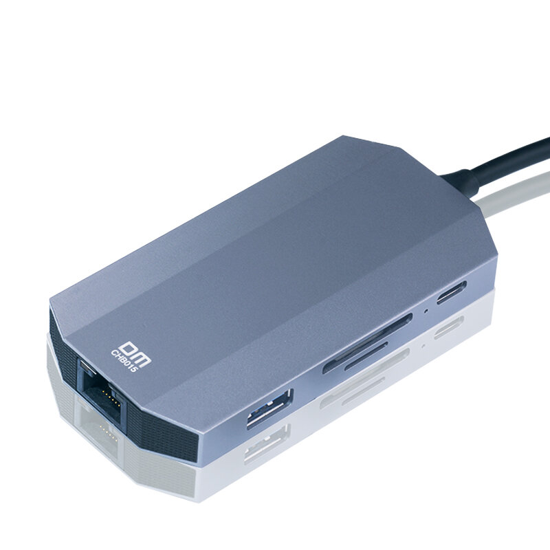 DM CHB015 محور 9 في 1 من النوع C مع USB3.0 TF بطاقة SD متوافقة مع صوت PD ومنفذ إيثرنت 1000 ميجابت في الثانية يدعم 4k