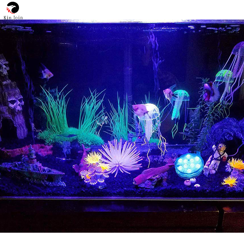 Погружной RGB светильник с дистанционным управлением, 10 светодиодов, питание от батарейки, подводный ночник для сада, мигающий, разные цвета