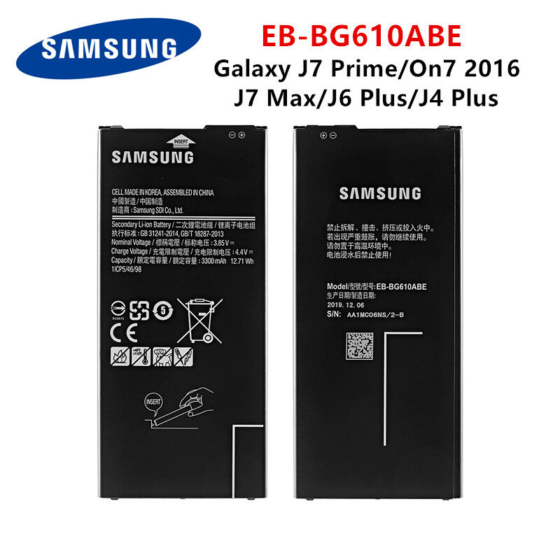 SAMSUNG Orginal EB-BG610ABE 삼성 Galaxy J6 Plus J6 + SM-J610F / J4 + J4PLUS 3300 SM-J415 / J4 코어 J410 용 2018 mAh 배터리