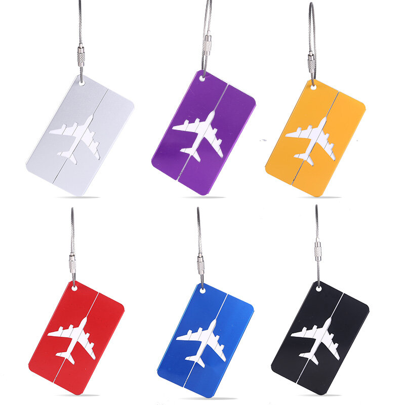 Accesorios de viaje de aluminio, etiqueta de equipaje creativa, soporte de etiqueta de maleta, Dirección de identificación, etiqueta de abordaje