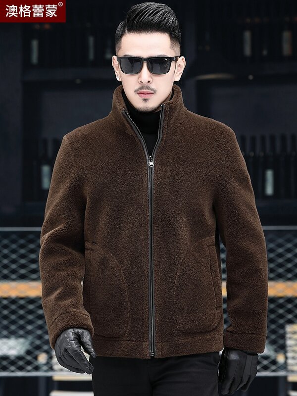 2021 inverno uomo cappotto moda vera pelliccia cappotto uomo manica lunga giacca in vera pelle Business allentato Casual Outwear U09