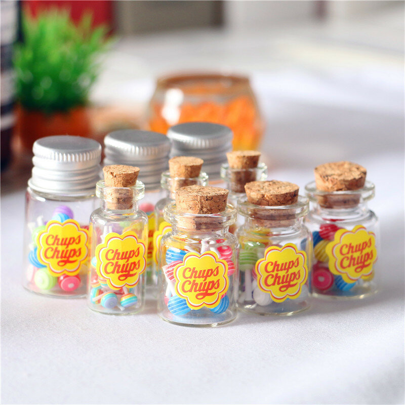 Rumah Boneka Miniatur Dapur Makanan Bermain Model Alat Peraga Pemotretan Mini Kaleng Lollipop DIY Aksesori Boneka Aksesori