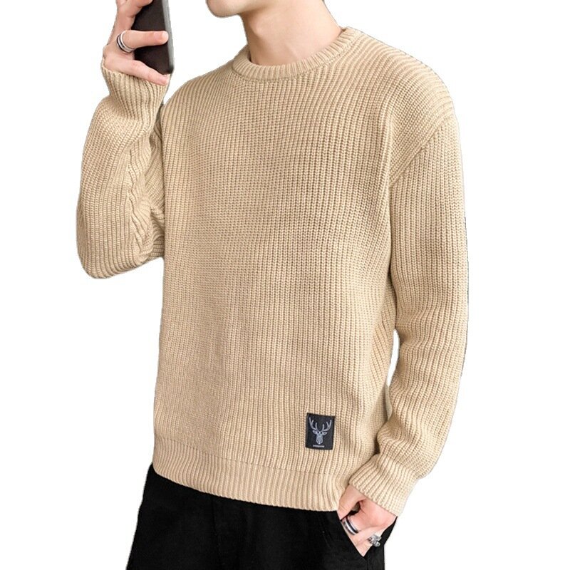 Pull en tricot de Style coréen pour homme, Streetwear, chaud, épais, décontracté, ample, col rond, pull en tricot, tendance, pour jeune Couple, 906-1