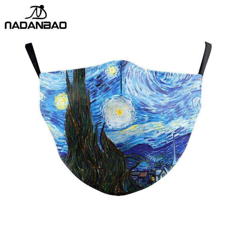 NADANBAO Classic Van Gogh Oil Draw Print Face Fashion Masks Mouth Adult Reusable Washable Fabric Mask Masks Women Face Cover
