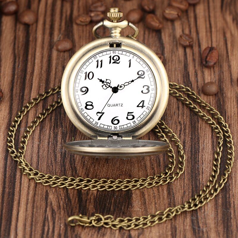 Extensão filme quente cruz do rei londres 9 3/4 plataforma relógio de bolso quartzo bronze caçador completo colar pingente relógio reloj 2020