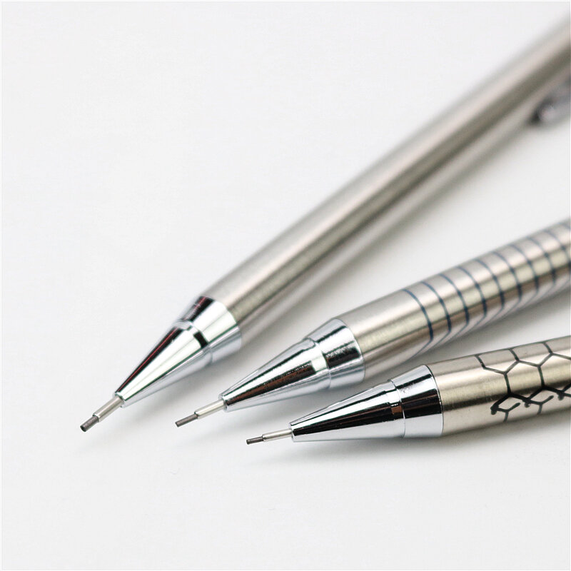 2PCS/Lot High quality metal mechanical pencil 0.5 0.7 0.9mm refills Office school student writing painting stationery