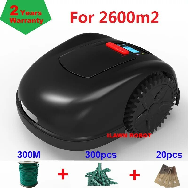 Newest Gyroscope Navigation Lawn Mower Robot E1600 with 6.6ah lithium battery+300m wire+300pcs pegs+20pcs blade