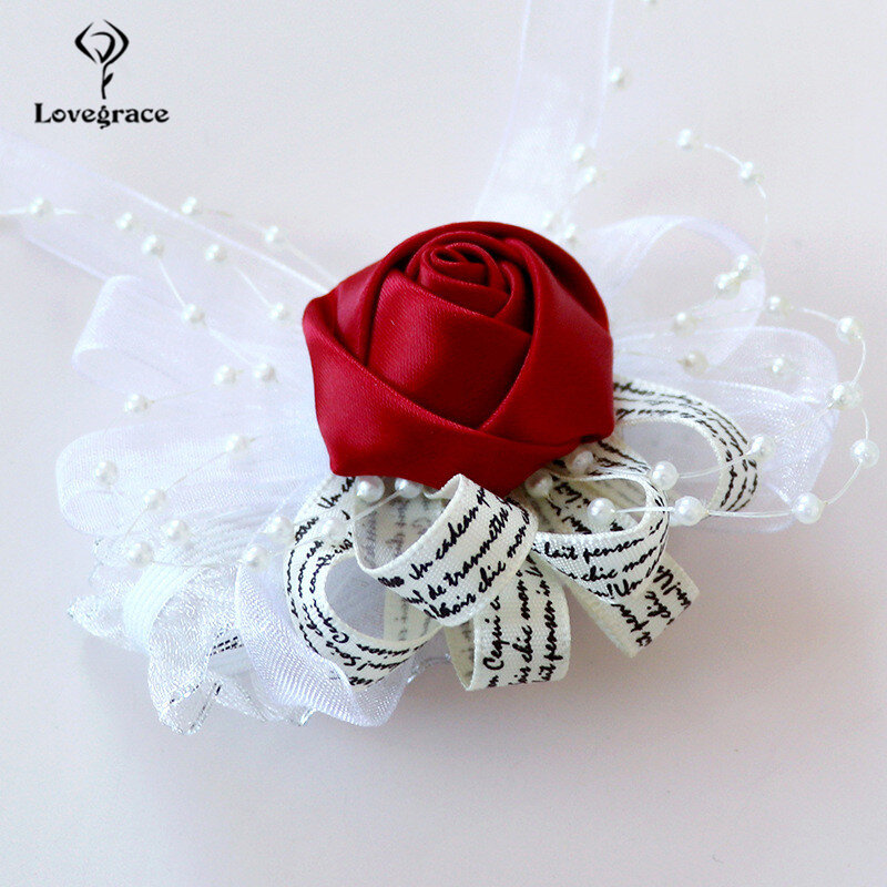 Женский браслет Lovegrace, Шелковый цветок ручной работы, Свадебный корсаж, свадебная бутоньерка на запястье