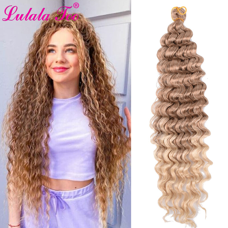 28inch Deep Water Wave Twist Crochet Hair Synthetic Crochet Braid Afro Curls Ombre Braiding Hair Extensions Low Tempreture