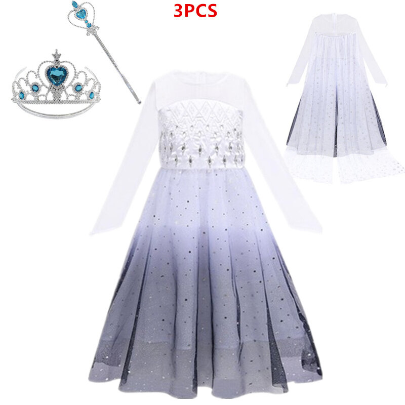 Girl Anna Elsa Dress High-Grade Princess Cinderella Fancy kids clothes for Christmas Party Costume Snow Queen embroidery Cosplay