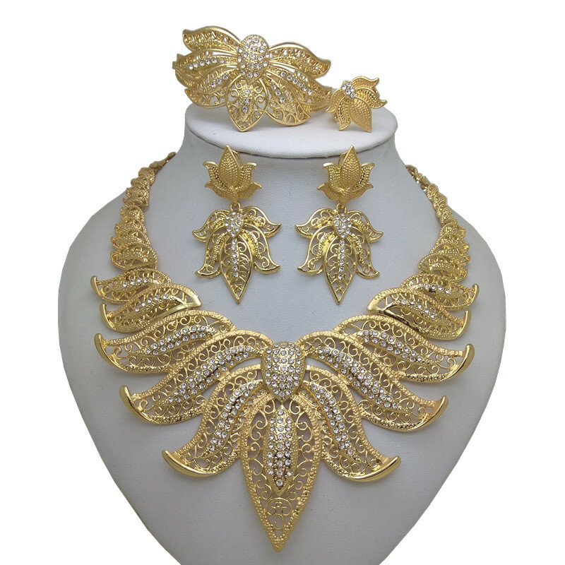 Kingdom Ma Necklace Earring Ring Bracelet Jewelry Sets India Women Gift African Bridal Wedding Gifts african beads jewelry sets