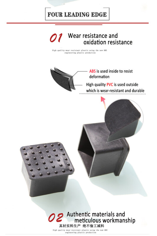 Embouts de protection en caoutchouc pour pieds de chaise et de table, protecteur de sol non ald-ald, bouchons de tuyau carrés et rectangulaires noirs, couvercle d'extrémité de tube de meubles