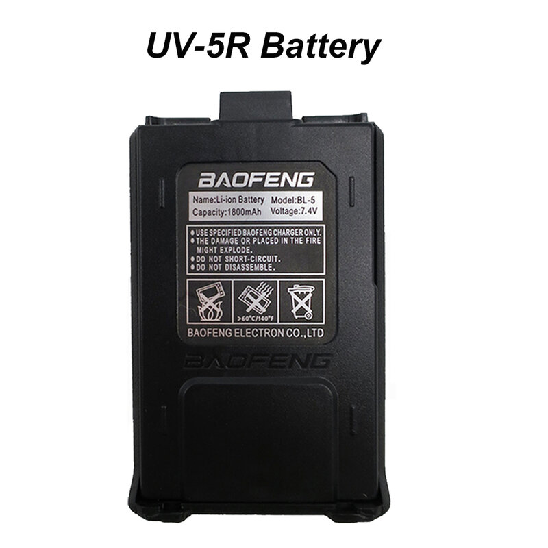Оригинальная батарея Baofeng UV-5R 1800 мАч 7,4 В, литий-ионная батарея UV5R, аксессуары для двусторонней радиосвязи, аккумулятор для раций UV 5R, аксессуары для радио