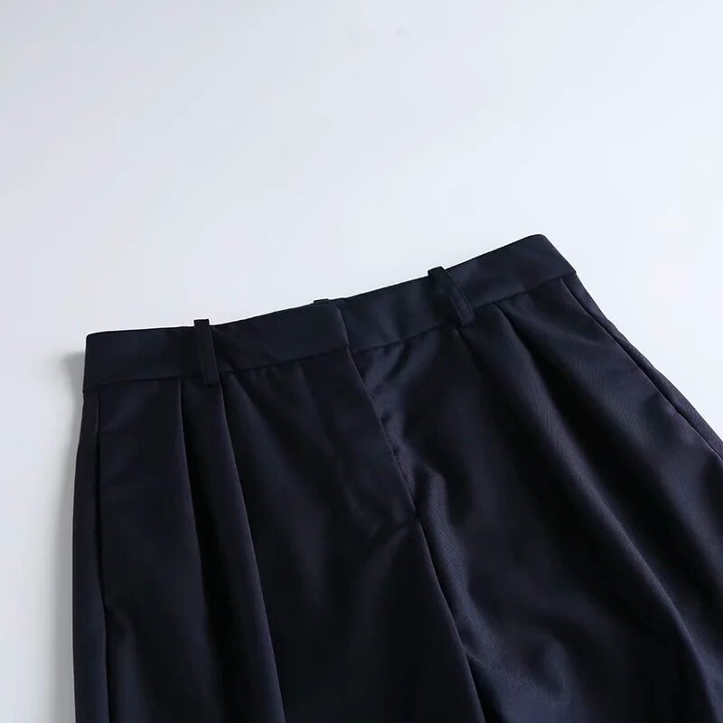 Женские брюки в английском стиле, с плиссировкой, до щиколотки