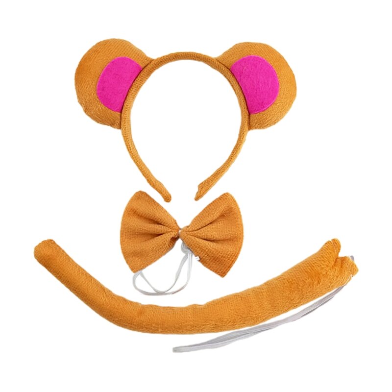 귀 머리띠 활 꼬리 원숭이 귀 어린이 소녀 공주 파티 장식, 코스프레 동물 머리띠 세척