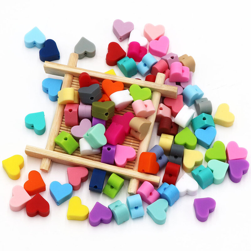 BOBO.BOX 10pc Love Heart perline in Silicone accessori per dentizione Food Grade Silicone massaggiagengive BPA giocattoli ecologici gratuiti per massaggiagengive