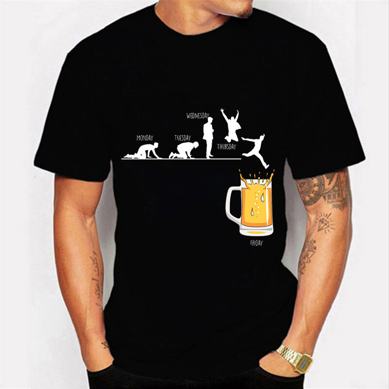 Camiseta de impressão de cerveja de sexta-feira masculina engraçado gráfico hip hop verão das mulheres dos homens tshirts streetwear ulzzang harajuku camiseta masculina