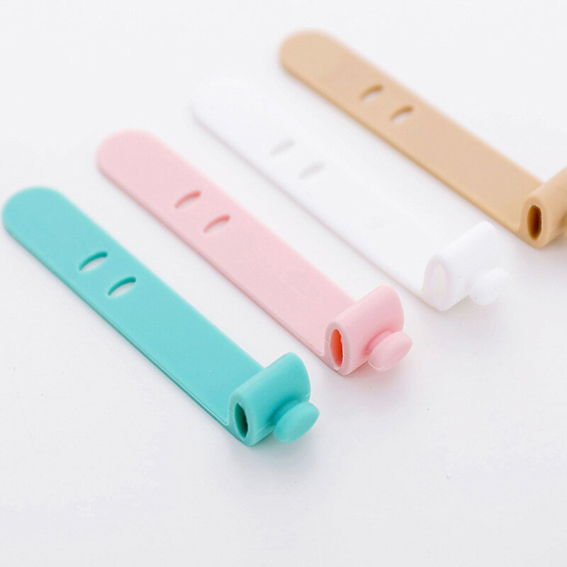 4Pcs Solid Color Cable Protector Cable Winder Organizer Wire Data Line Holder Line Fixer Winder Wrap Cord Headset Accessories