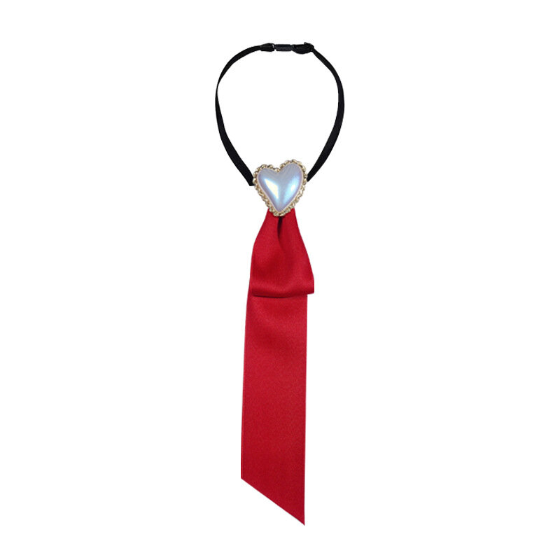 เกาหลี Handmade ริบบิ้นเน็คไทผู้หญิง Heart-Shaped Pearl Bow Tie แฟชั่น Luxulry เครื่องประดับเสื้อ Cravat อุปกรณ์เสริมแฟชั่น