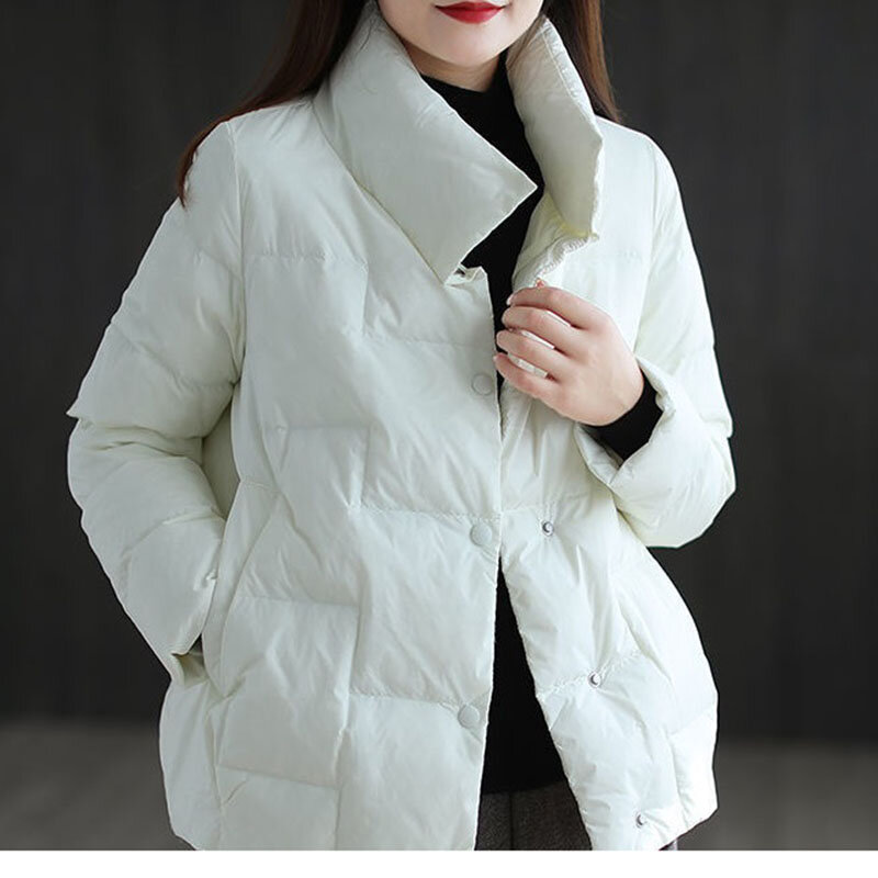 New 2021Winter Down Cotton Women's Outerwear Stand-up Collar Buttons Pocket Loose Casual All-match Cotton Short Ladies Jacket