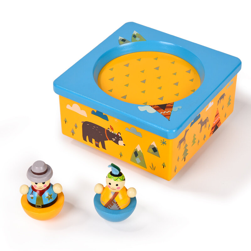 Caja de música giratoria de animales para niños, juguetes educativos de madera para aprendizaje, regalo de Navidad