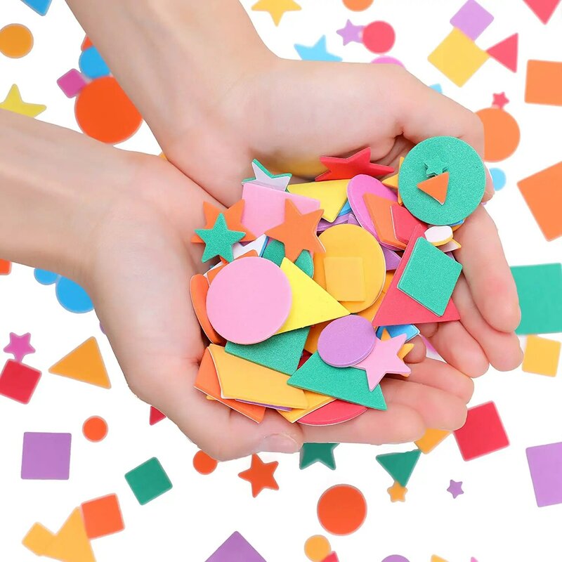 600pcs adesivi in schiuma EVA geometria autoadesiva Puzzle educazione per bambini giocattoli fai da te artigianato arti fare regali per bambini