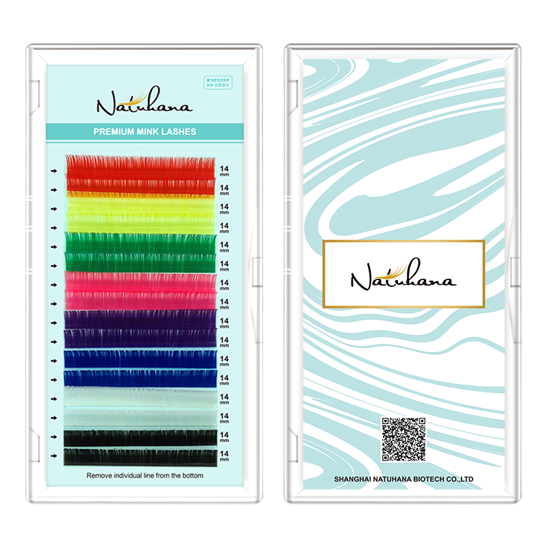 NATUHANA – Extension de cils de 8 couleurs mélangées, de qualité supérieure, individuelles, de couleur vison, en soie