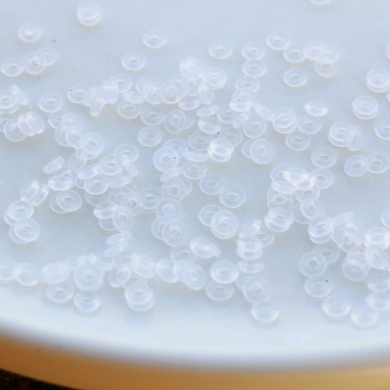 100 pçs ultra-fino transparente silicone borracha rolhas anel anti-fricção grânulo espaçador charme pulseira para diy jóias fazendo