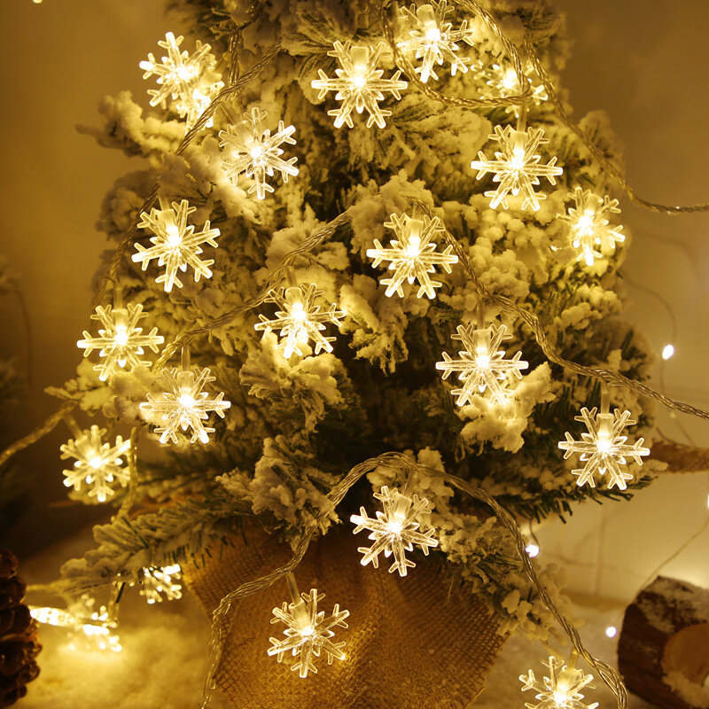 3/6/10Meter Lampu Natal Dingin/Hangat/Multi-warna Peri LED Kepingan Salju Tali Lampu untuk Pesta Pernikahan Pohon Natal Dekorasi Cahaya